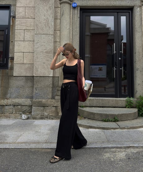 【Nalm.】belted sweat pants /black