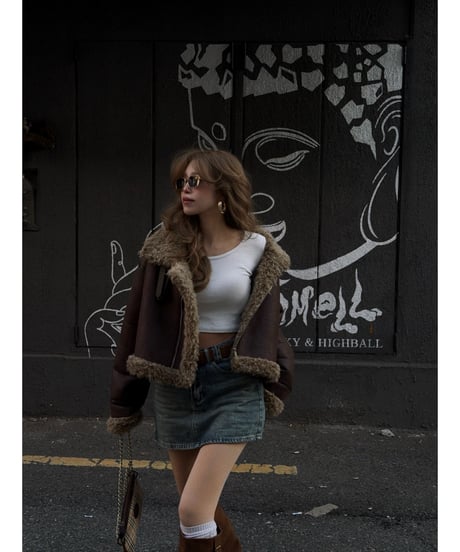 vintage mouton jacket (dark brown)