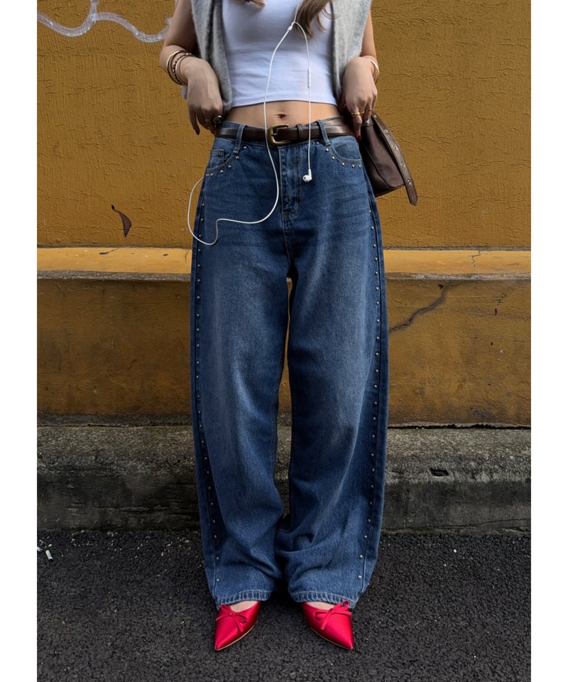 再入荷】studded loose denim | Nalm.