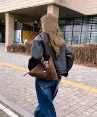 vintage leather jacket/charcoal black