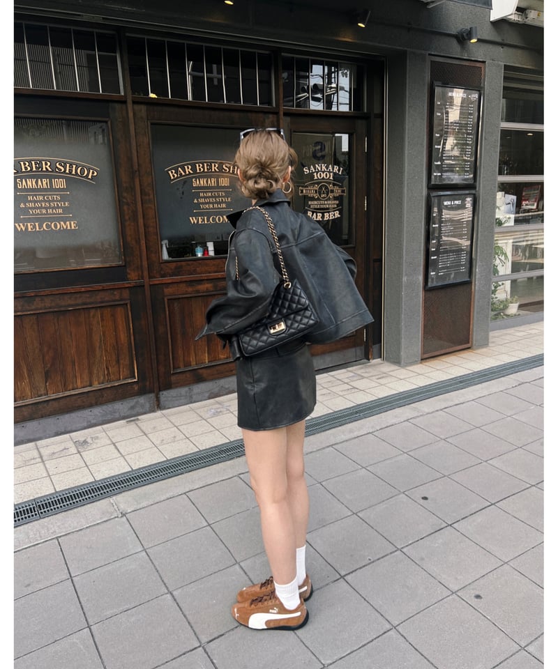vintage leather jacket/charcoal black | Nalm.