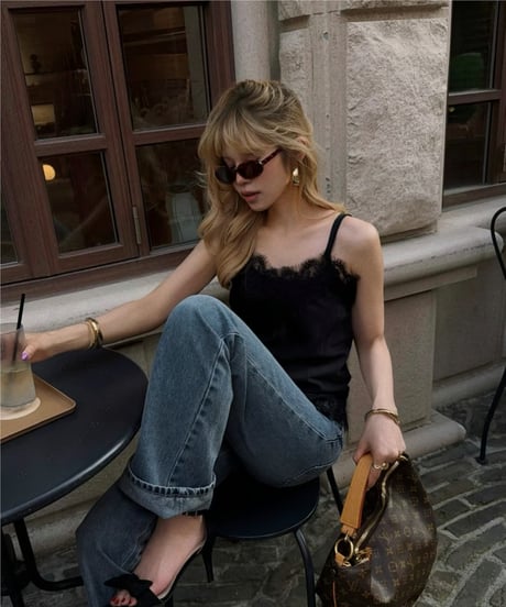 glow lace camisole / black