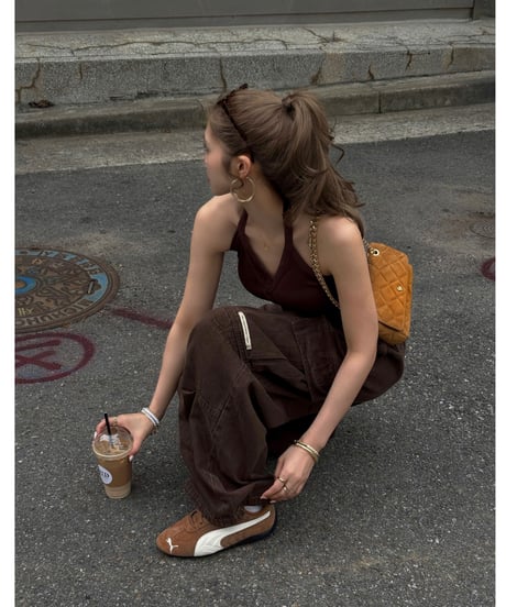 V-neck halter cami /brown