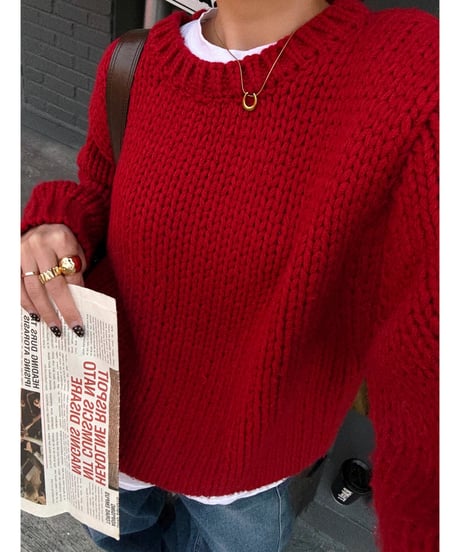 holiday over knit / red