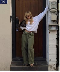 【再入荷】 barrel leg wide denim / khaki