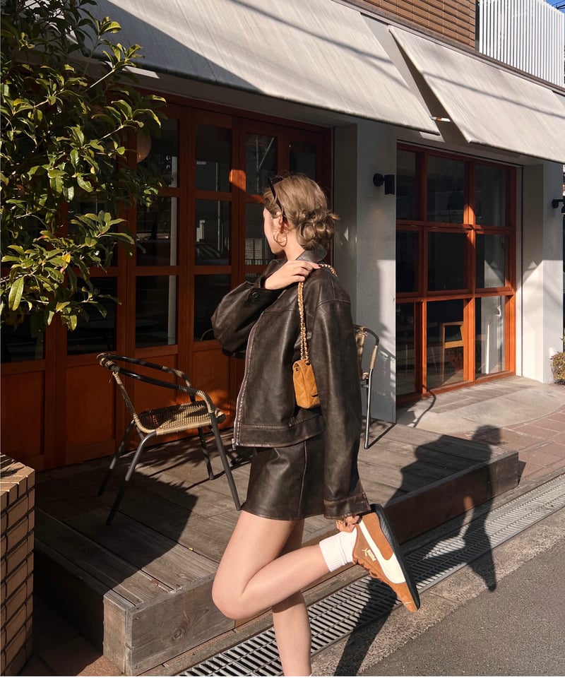 vintage leather jacket/dark brown | Nalm.