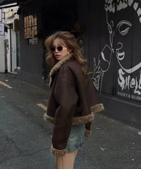 vintage mouton jacket (dark brown)