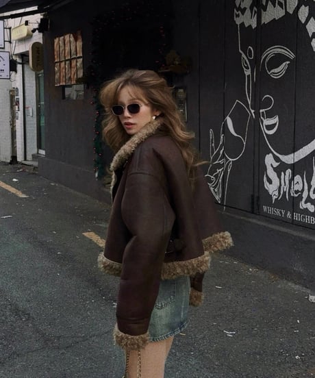 vintage mouton jacket (dark brown)