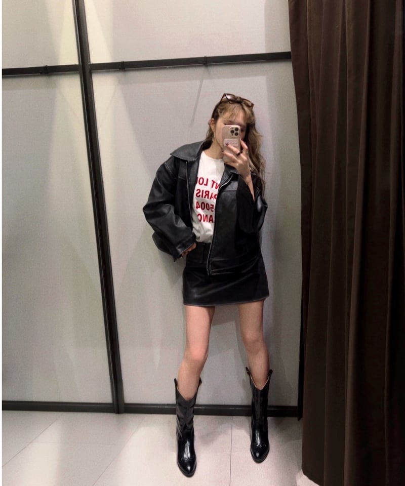 vintage leather jacket/charcoal black | Nalm.