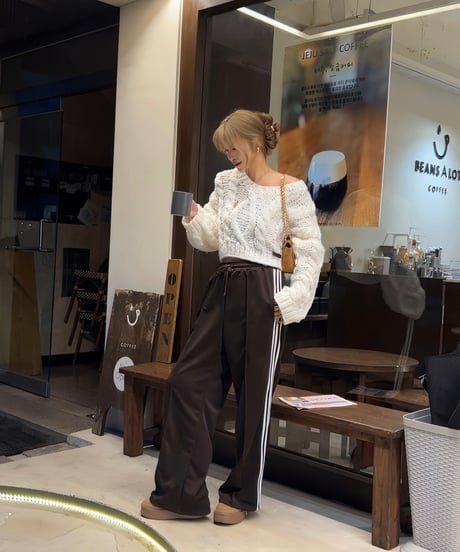 ライントラックパンツ/brown