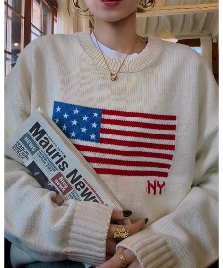 NY lettering knit / cream