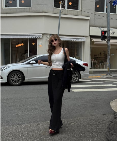 【Nalm.】belted sweat pants /black