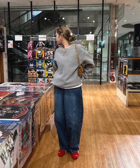 【再入荷】barrel leg wide denim / vintage blue