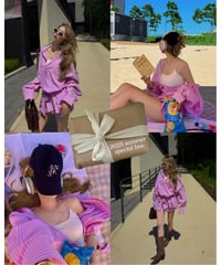 【Special】city striped shirt set-up / pink BOX