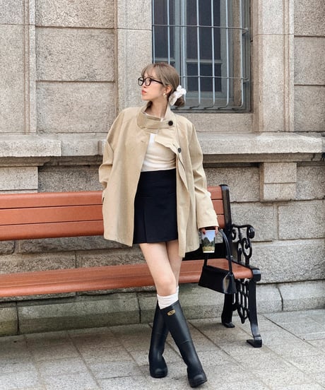 semi-pleated skirt pants/black