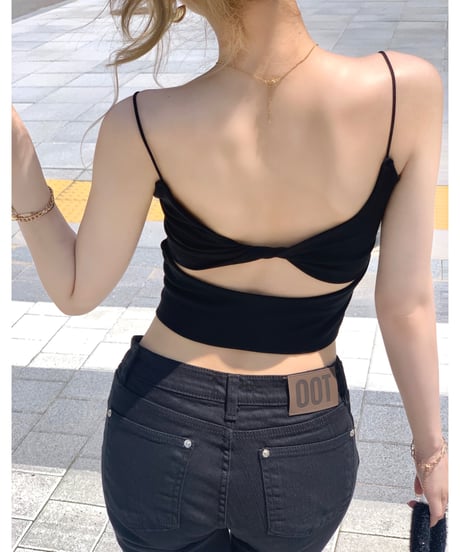 open-back cami top /black