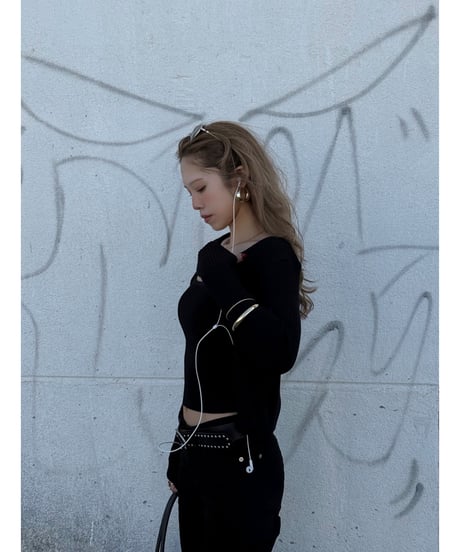 ribbed Knit camisole & cardigan set / black