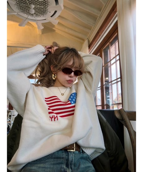 NY lettering knit / cream