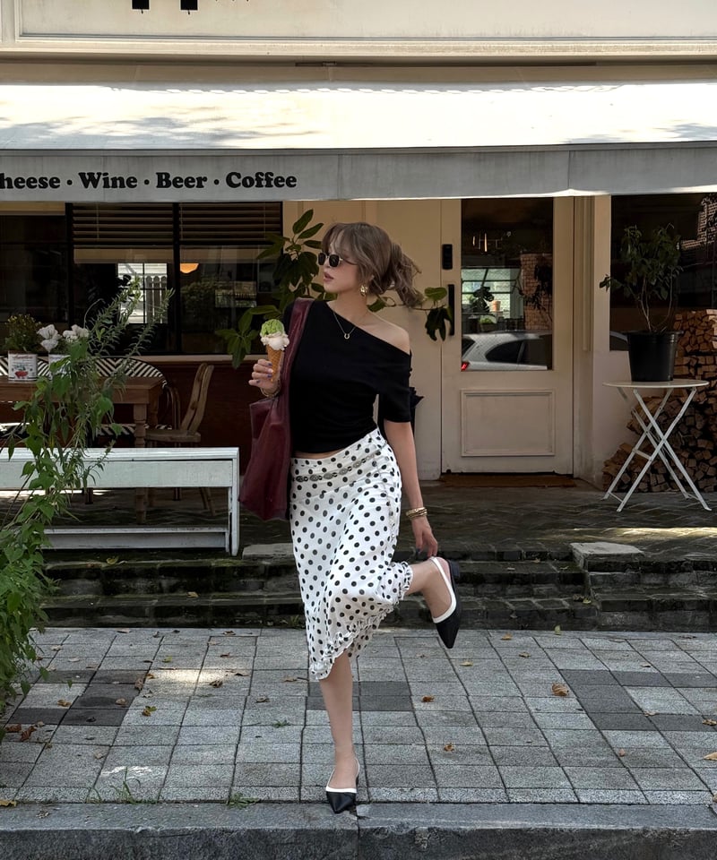 romantic dot frill skirt | Nalm.