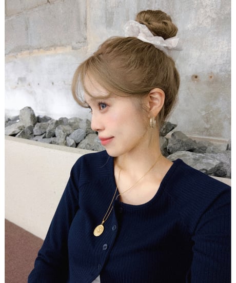 u-neck slim cardigan/navy