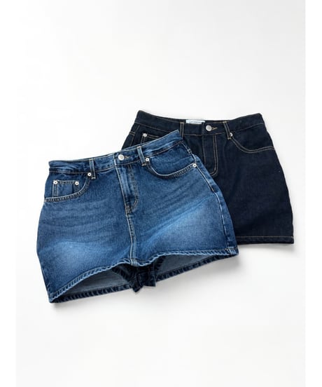 girls happy denim skirt  / deep indigo