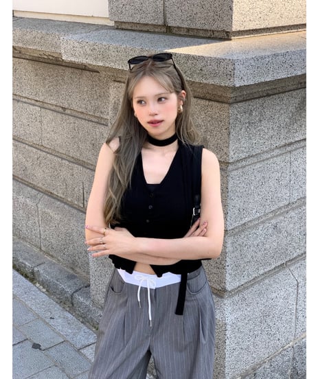 bicolor striped slacks