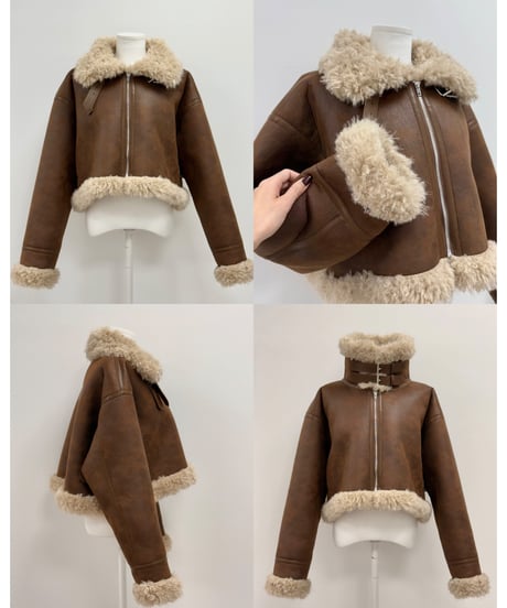 vintage mouton jacket / camel brown