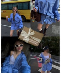 【pre-order】city striped shirt set-up / blue BOX