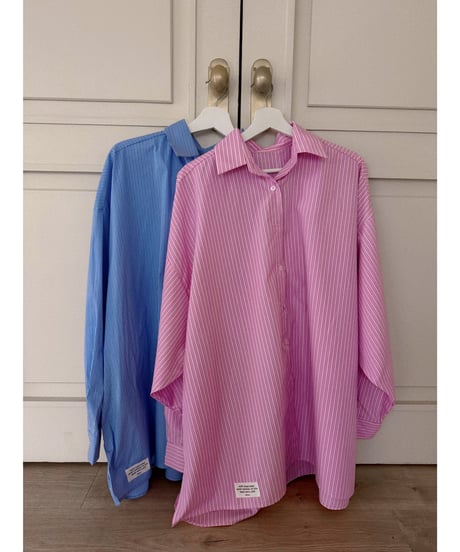 city striped shirt set-up / pink