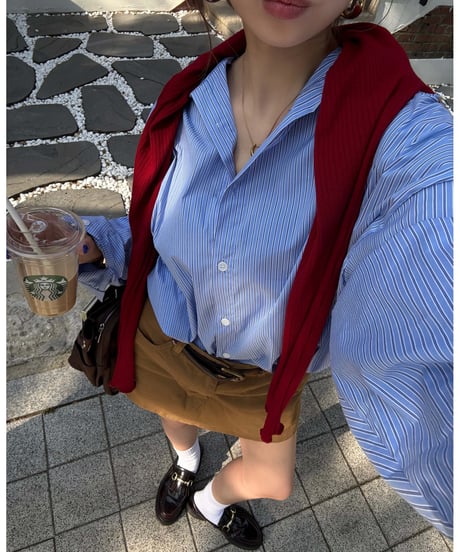 classic  denim mini skirt / camel