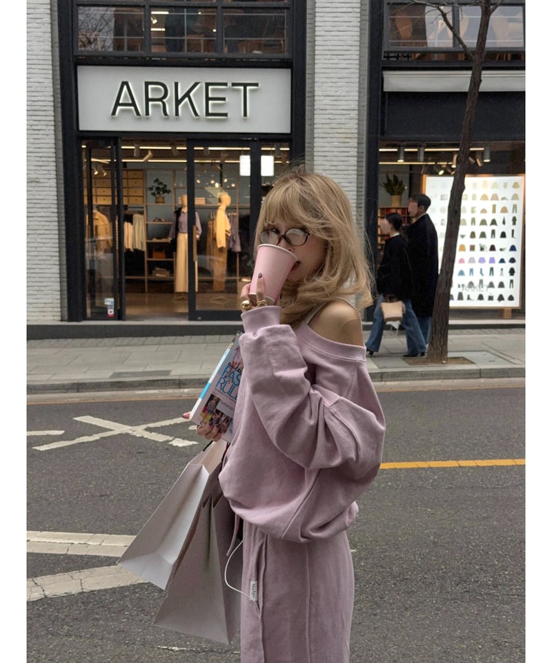 drawstring sweat set-up / sakura pink | Nalm.