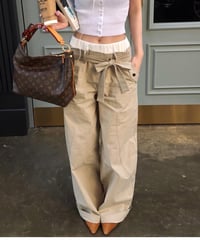 【予約】layered cotton cozy pants / beige
