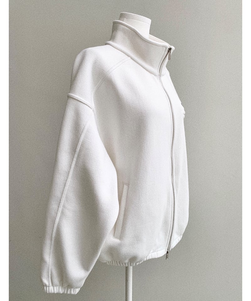 裏起毛)オーバーフィット刺繍ジップアップ/ホワイト | Nalm.