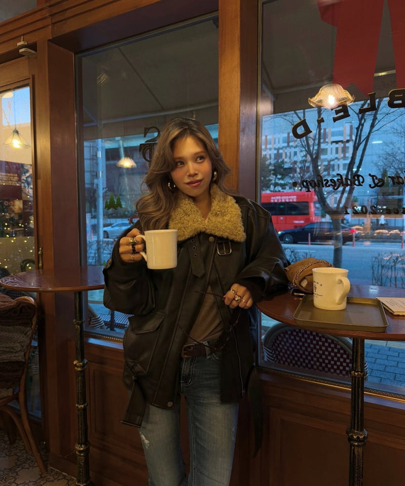 2月上旬再入荷】Nalm. vintage leather jacket / dark br