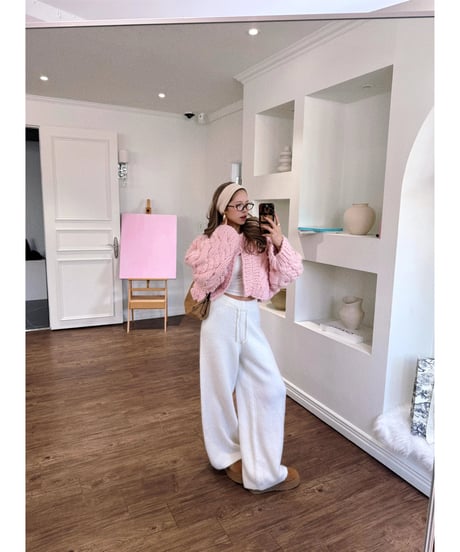 marshmallow knit set up / white