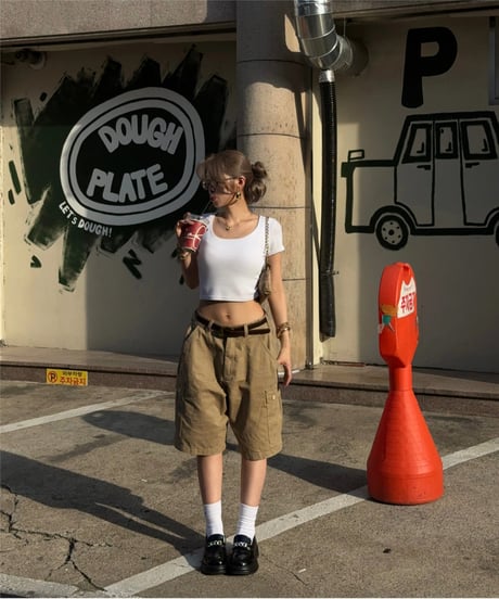 cargo wide half pants