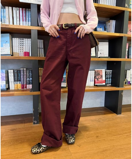 burgundy cotton pants