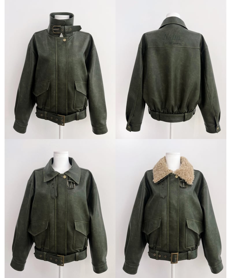 ジャケット・アウター Nalm. vintage leather jacket / khaki 秋頃再入荷】Nalm. vintage leather jacket / khaki | N