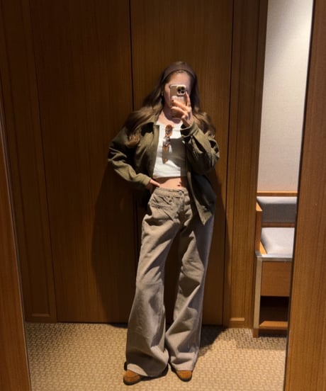 brown wide denim