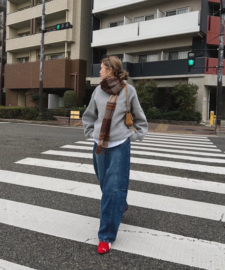【再入荷】barrel leg wide denim / vintage blue