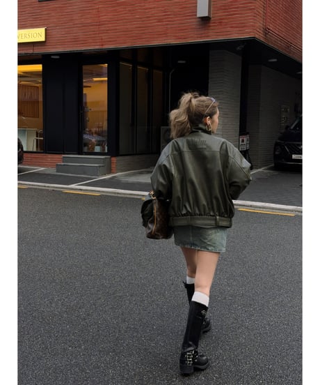 【秋頃再入荷】Nalm. vintage leather jacket / khaki