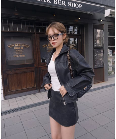 vintage leather jacket/charcoal black
