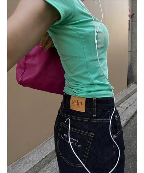 girls happy denim skirt  / deep indigo