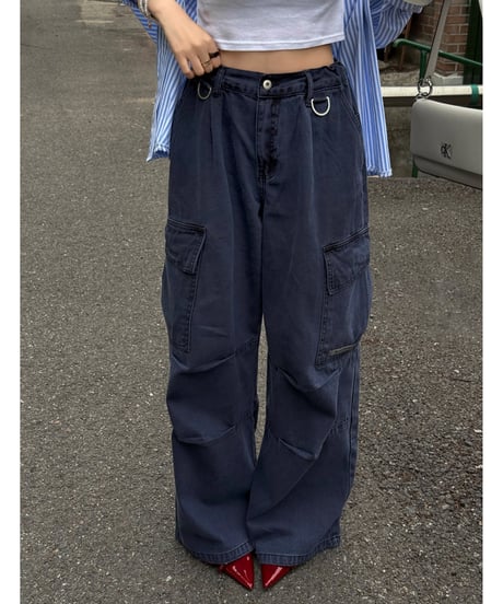 volu over cargo pants /navy