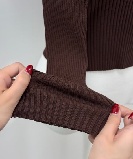 ribbed Knit camisole & cardigan set / brown