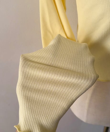 u-neck slim cardigan/yellow