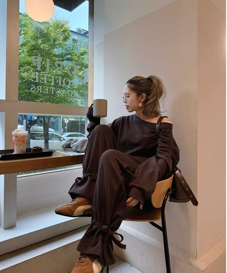drawstring sweat set-up / brown