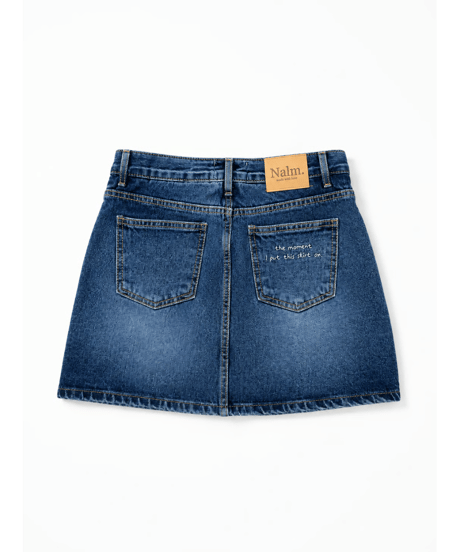 girls happy denim skirt  / vintage wash blue