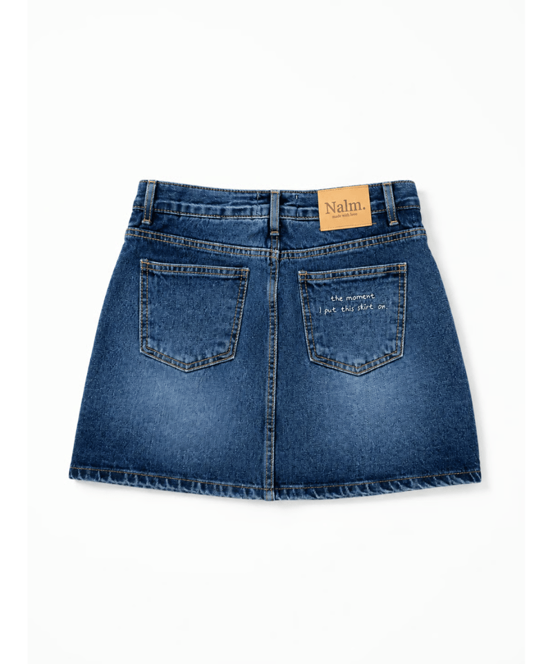 girls happy denim skirt / vintage wash blue |