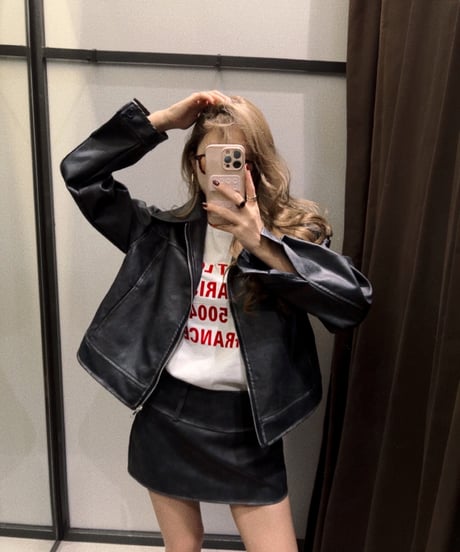 vintage leather jacket/charcoal black